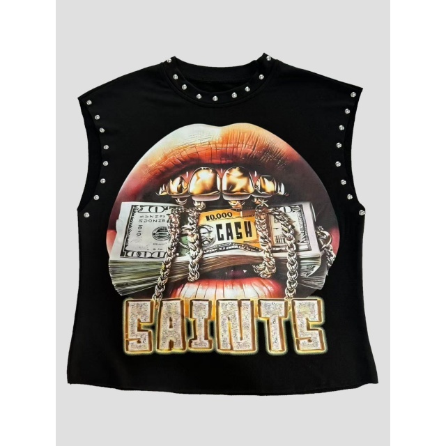 Vintage Style Printed Casual Vest Tops