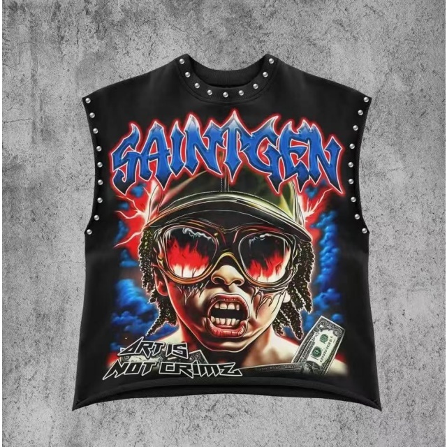 Vintage Style Printed Casual Vest Tops