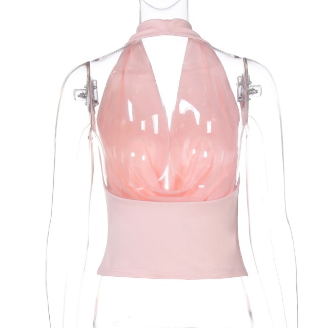 Deep V Neck Halter Crop Top