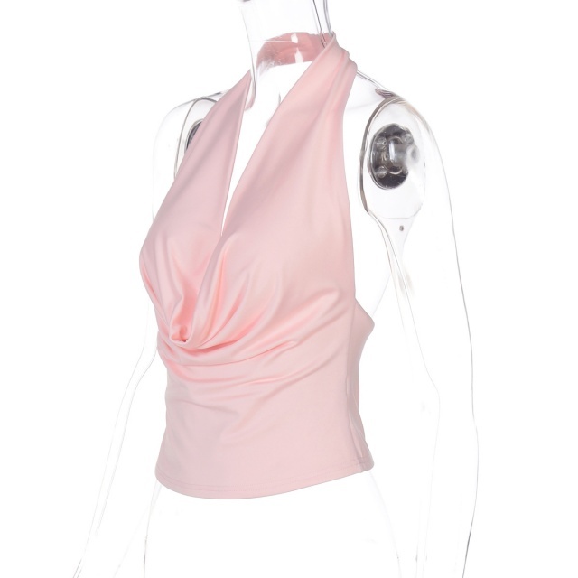 Deep V Neck Halter Crop Top