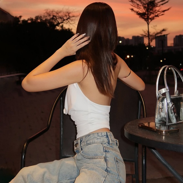 Deep V Neck Halter Crop Top