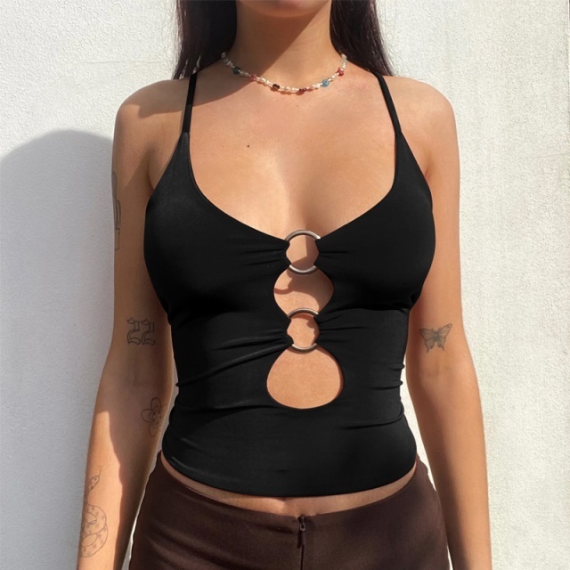 Hollow-out Slim-fit Suspender Top