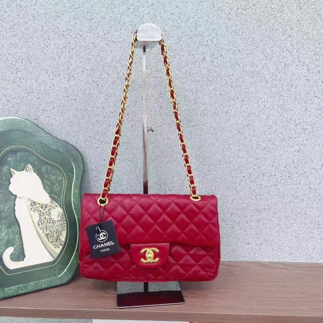 Metal Logo Leather Chained Women Purses
