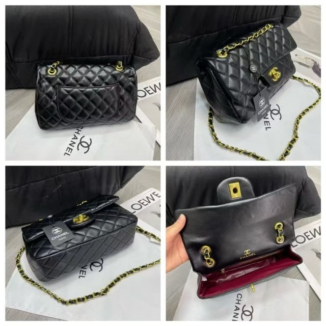 Metal Logo Leather Chained Women Purses