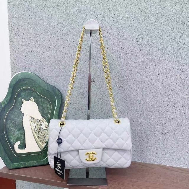 Metal Logo Leather Chained Women Purses