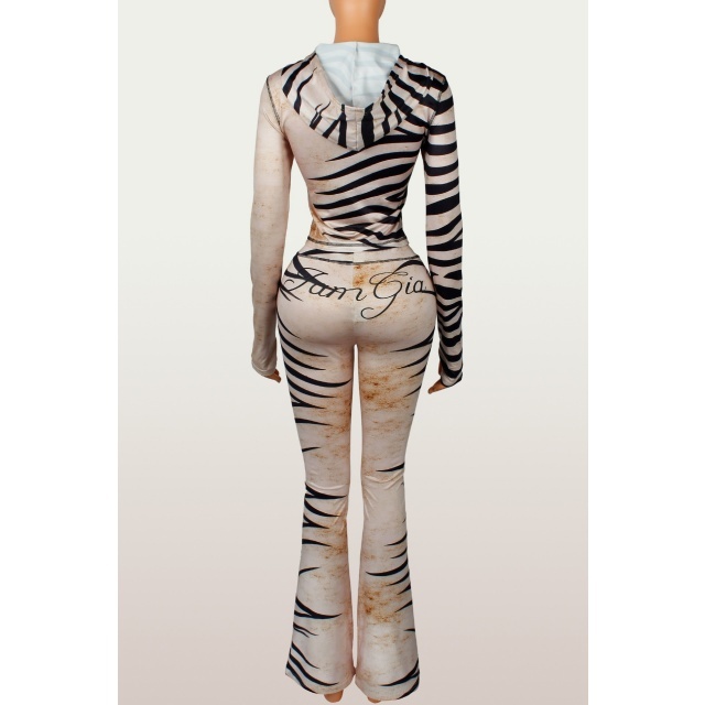 Zebra Print Hooded Top Trousers Set