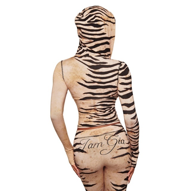Zebra Print Hooded Top Trousers Set