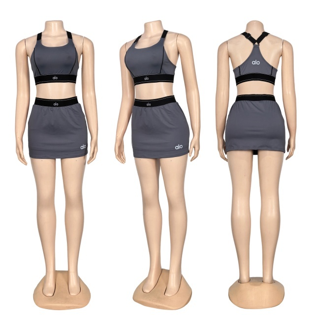 Fashion Embroidery Sport Shorts Skirt Set