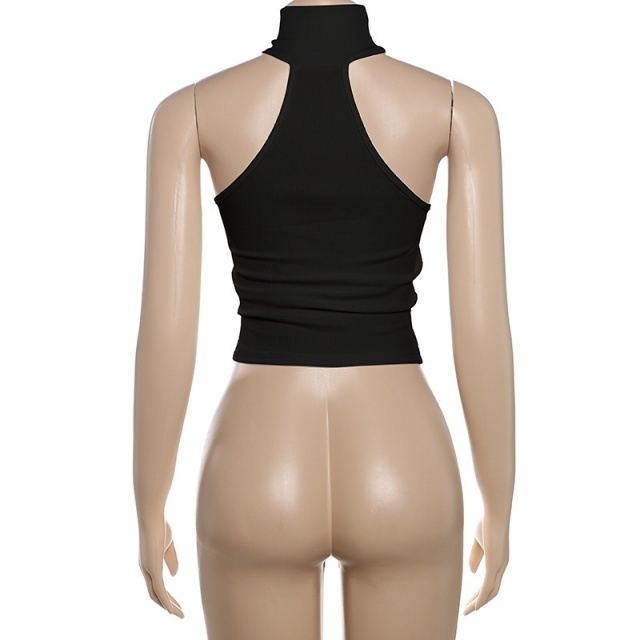 Halter Hollow Out Slim Fit Crop Top