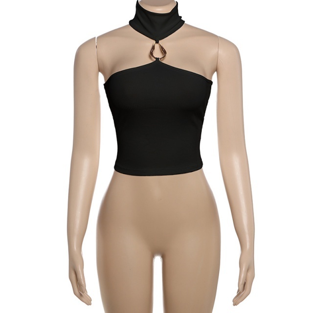 Halter Hollow Out Slim Fit Crop Top