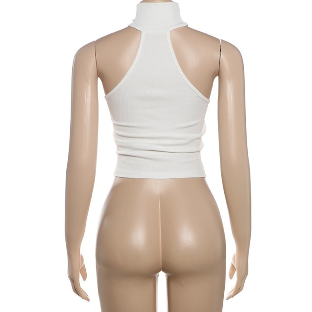 Halter Hollow Out Slim Fit Crop Top
