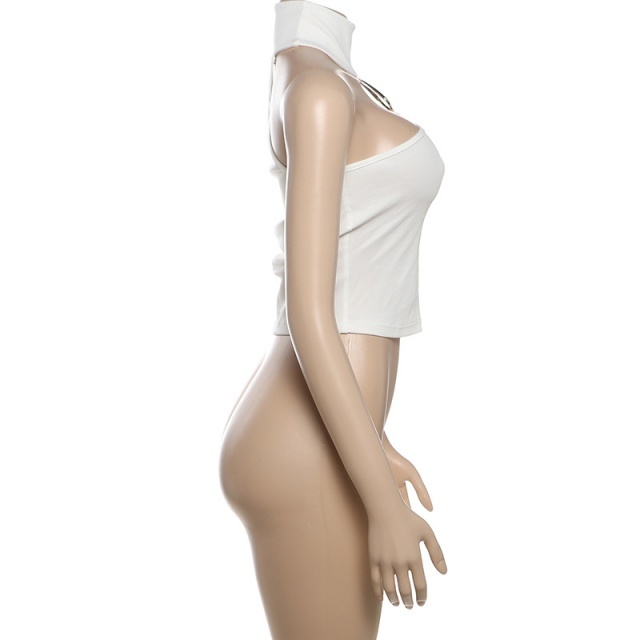 Halter Hollow Out Slim Fit Crop Top