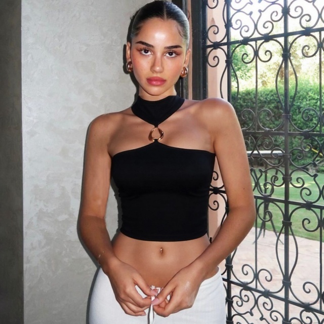 Halter Hollow Out Slim Fit Crop Top