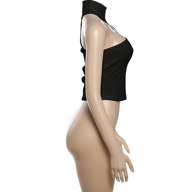 Halter Hollow Out Slim Fit Crop Top