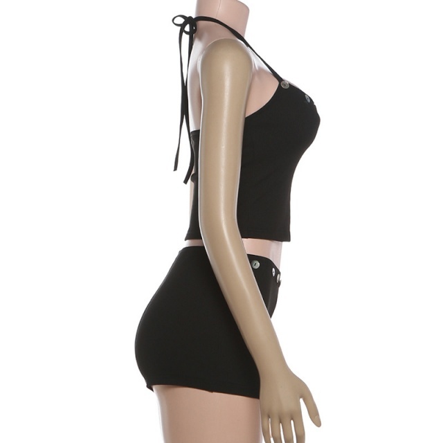 Halter Neck Vest Top Mini Short Set