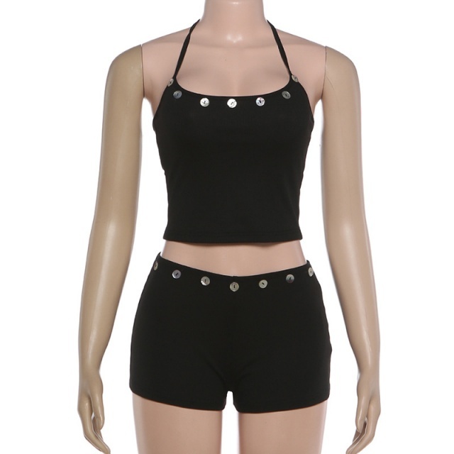 Halter Neck Vest Top Mini Short Set