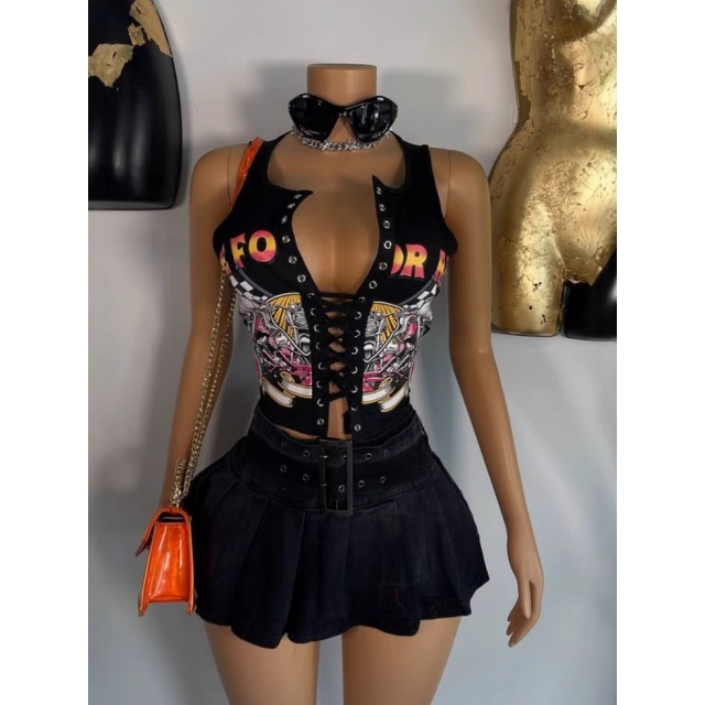 Hollow Out Tie-Front Tank Top