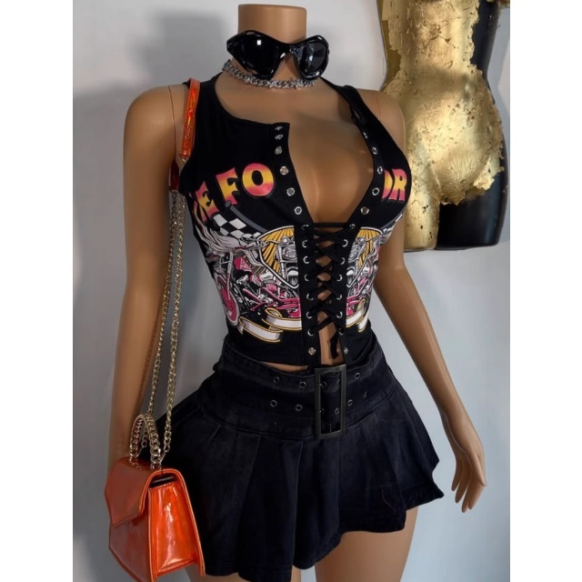 Hollow Out Tie-Front Tank Top