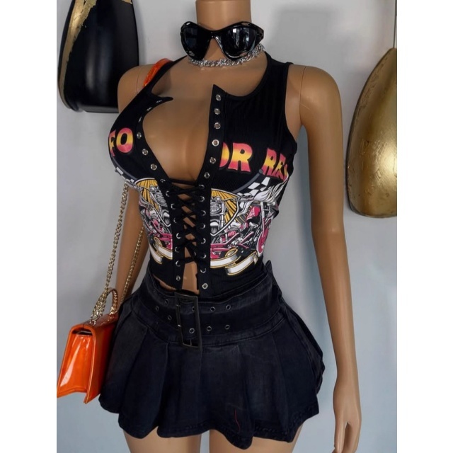 Hollow Out Tie-Front Tank Top