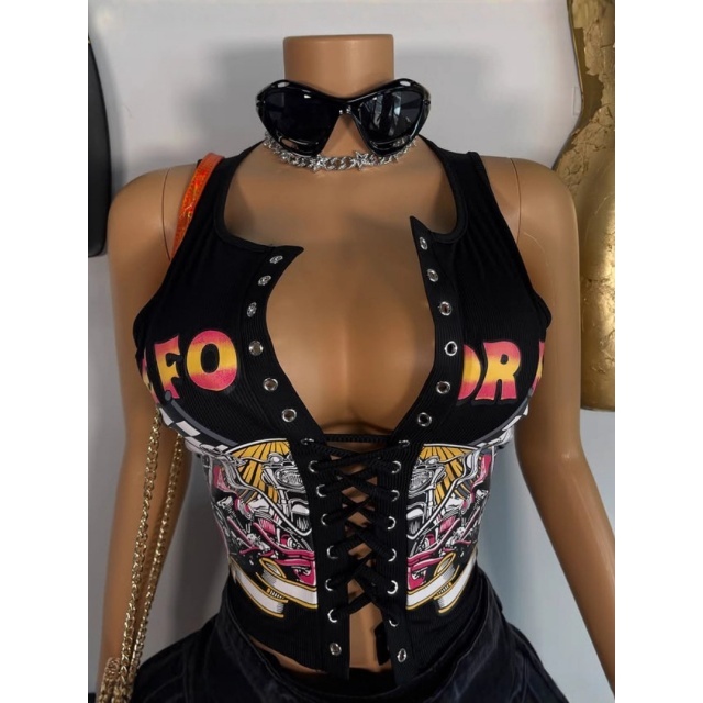 Hollow Out Tie-Front Tank Top