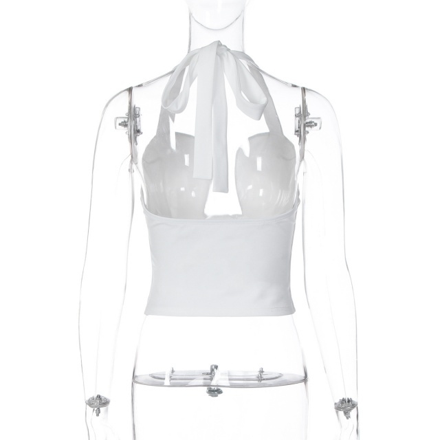 Hollowed-out Underwire Halter Neck Top