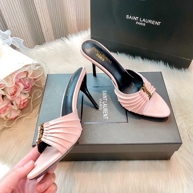 Metal Logo Hollow Out High Heeled Sandals