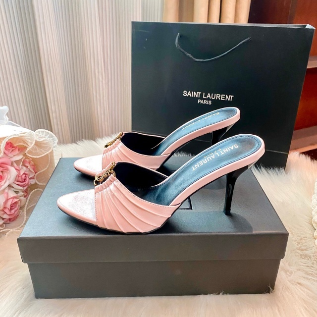 Metal Logo Hollow Out High Heeled Sandals
