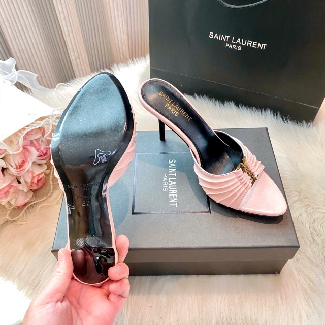 Metal Logo Hollow Out High Heeled Sandals