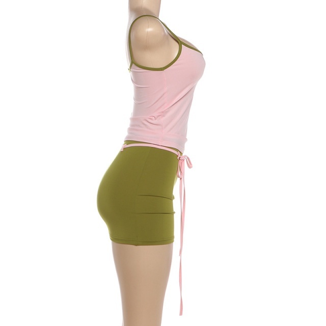Slim Fit Camisole Top Mini Skirt Suit