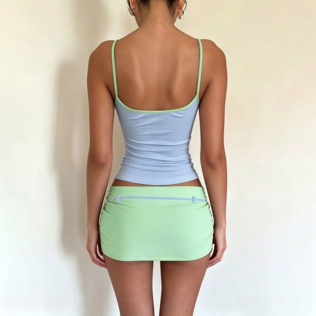 Slim Fit Camisole Top Mini Skirt Suit