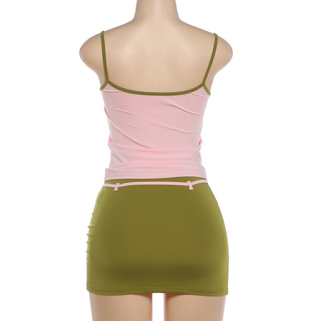 Slim Fit Camisole Top Mini Skirt Suit