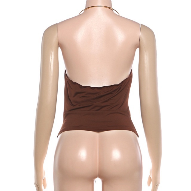 Swing Neck Metal Neck Slim Fit Vest