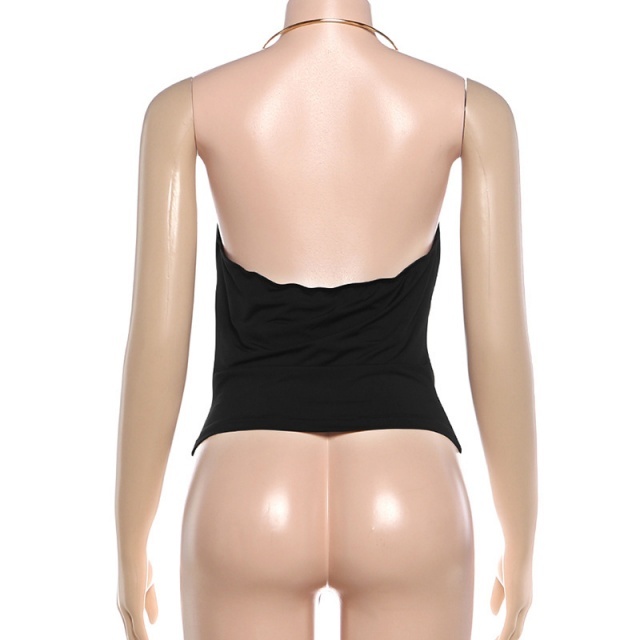 Swing Neck Metal Neck Slim Fit Vest