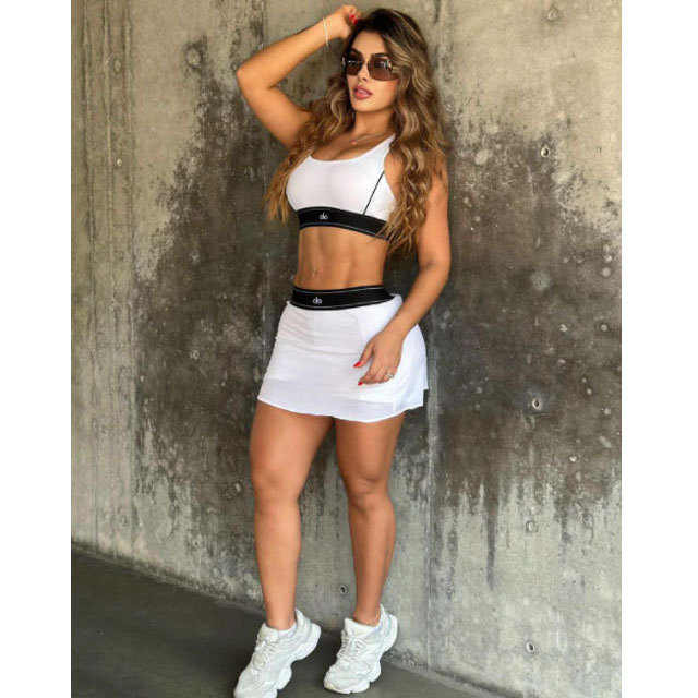 Fashion Embroidery Sport Shorts Skirt Set