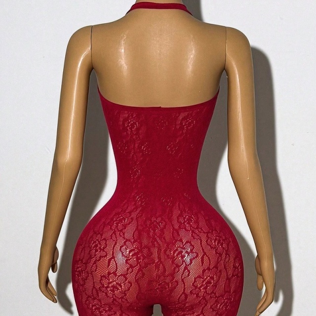 Halter Neck Slim Fit Lace Romper