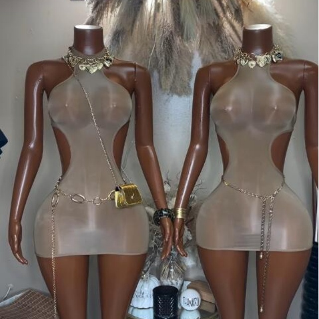 See Through Low Rise Bodycon Dress