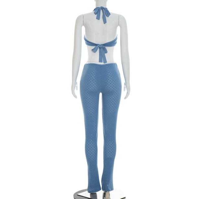 Sheer Slimming Deep V-Neck Knitted Jumpsuit