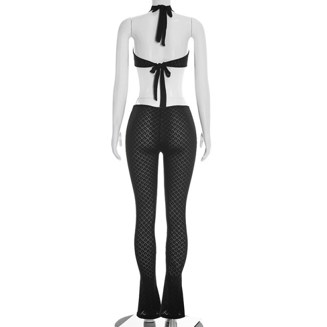 Sheer Slimming Deep V-Neck Knitted Jumpsuit