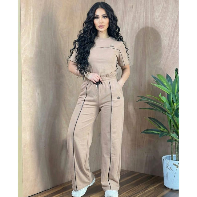Fashion Embroidery Short Sleeve Casual Pants Suit