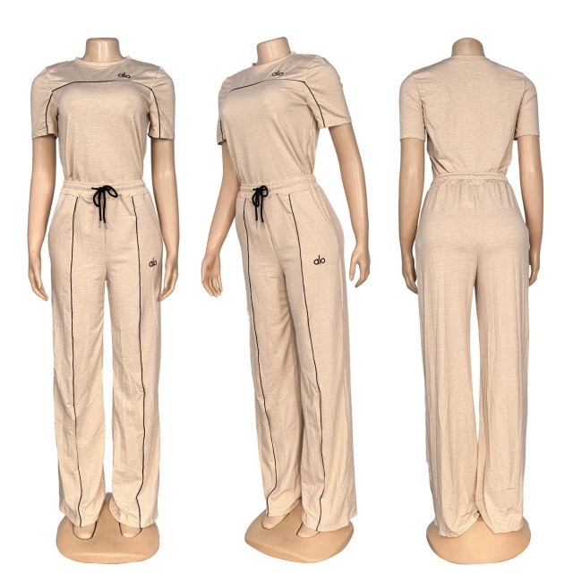 Fashion Embroidery Short Sleeve Casual Pants Suit