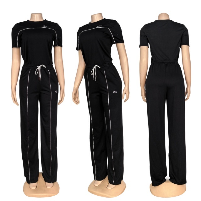 Fashion Embroidery Short Sleeve Casual Pants Suit