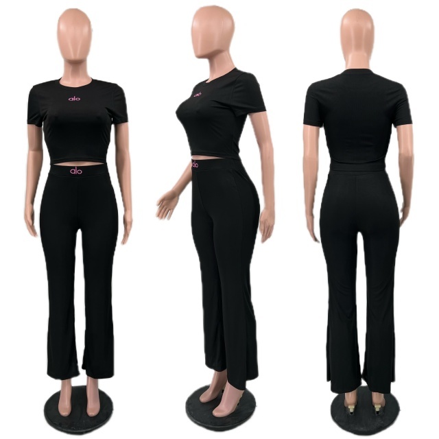 Fashion Embroidery Casual Bell Pants Suit