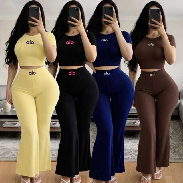 Fashion Embroidery Casual Bell Pants Suit