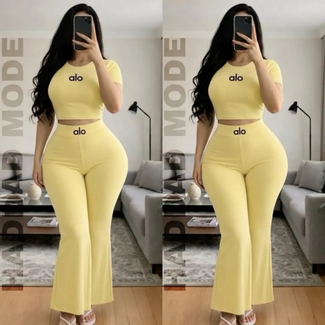 Fashion Embroidery Casual Bell Pants Suit