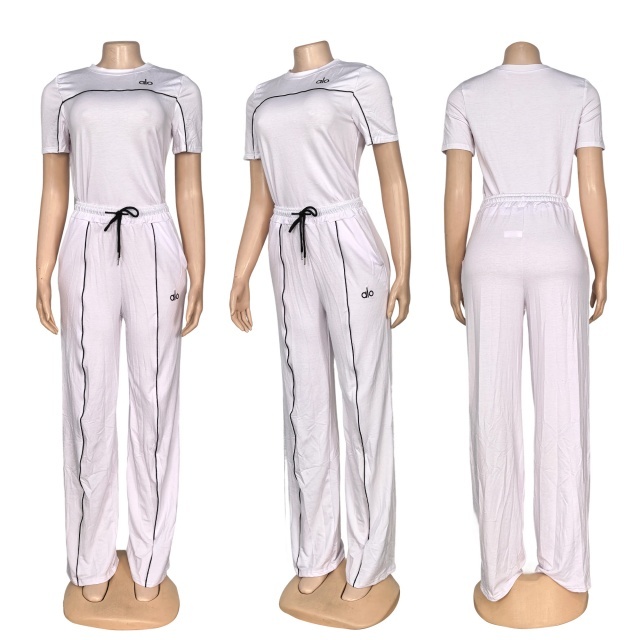 Fashion Embroidery Short Sleeve Casual Pants Suit