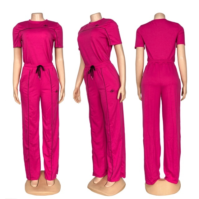 Fashion Embroidery Short Sleeve Casual Pants Suit