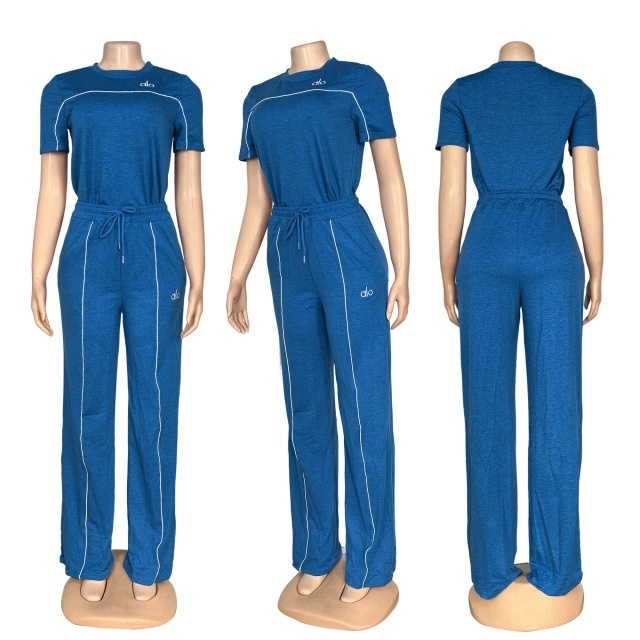 Fashion Embroidery Short Sleeve Casual Pants Suit