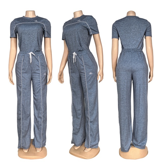 Fashion Embroidery Short Sleeve Casual Pants Suit