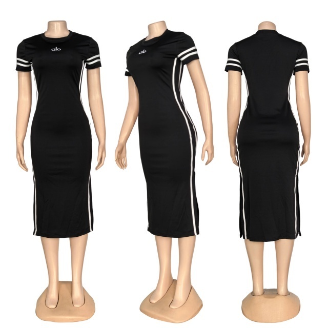 Fashion Embroidery Slit Midi Dress