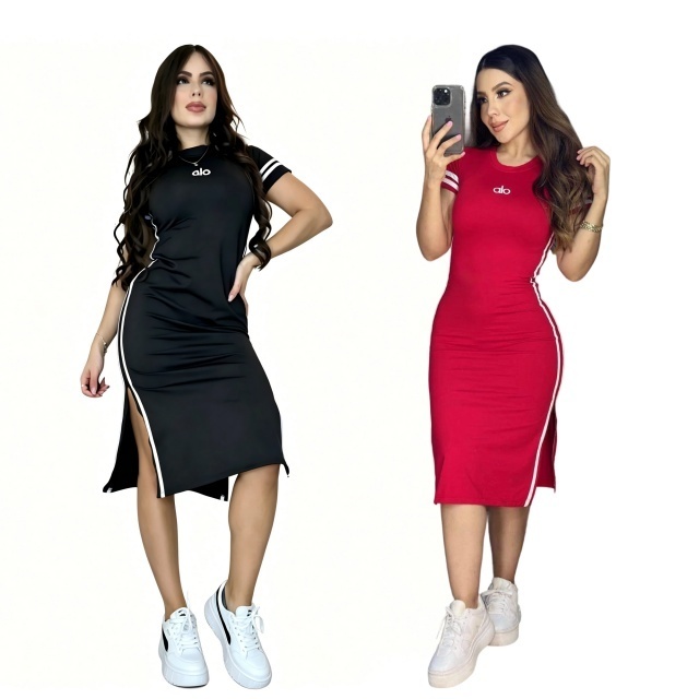 Fashion Embroidery Slit Midi Dress